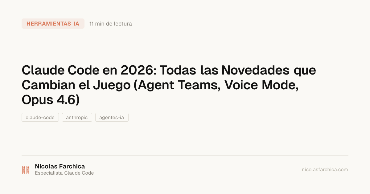Claude Code en 2026: Todas las Novedades que Cambian el Juego (Agent Teams, Voice Mode, Opus 4.6)