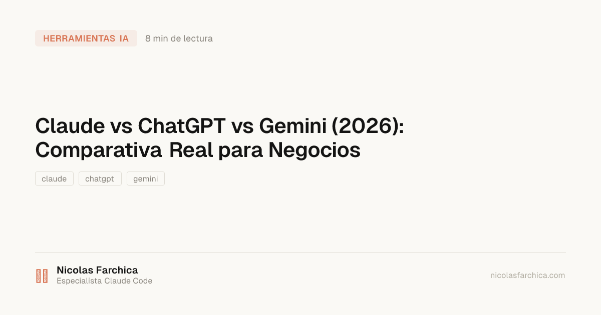 Claude vs ChatGPT vs Gemini (2026): Comparativa Real para Negocios