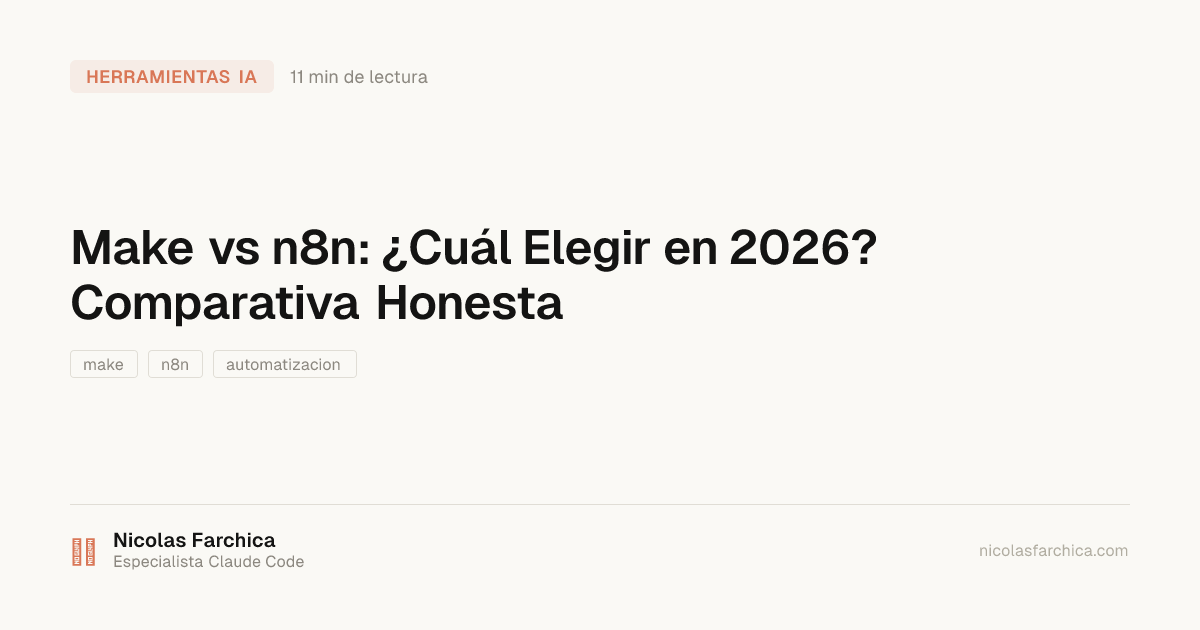 Make vs n8n: ¿Cuál Elegir en 2026? Comparativa Honesta