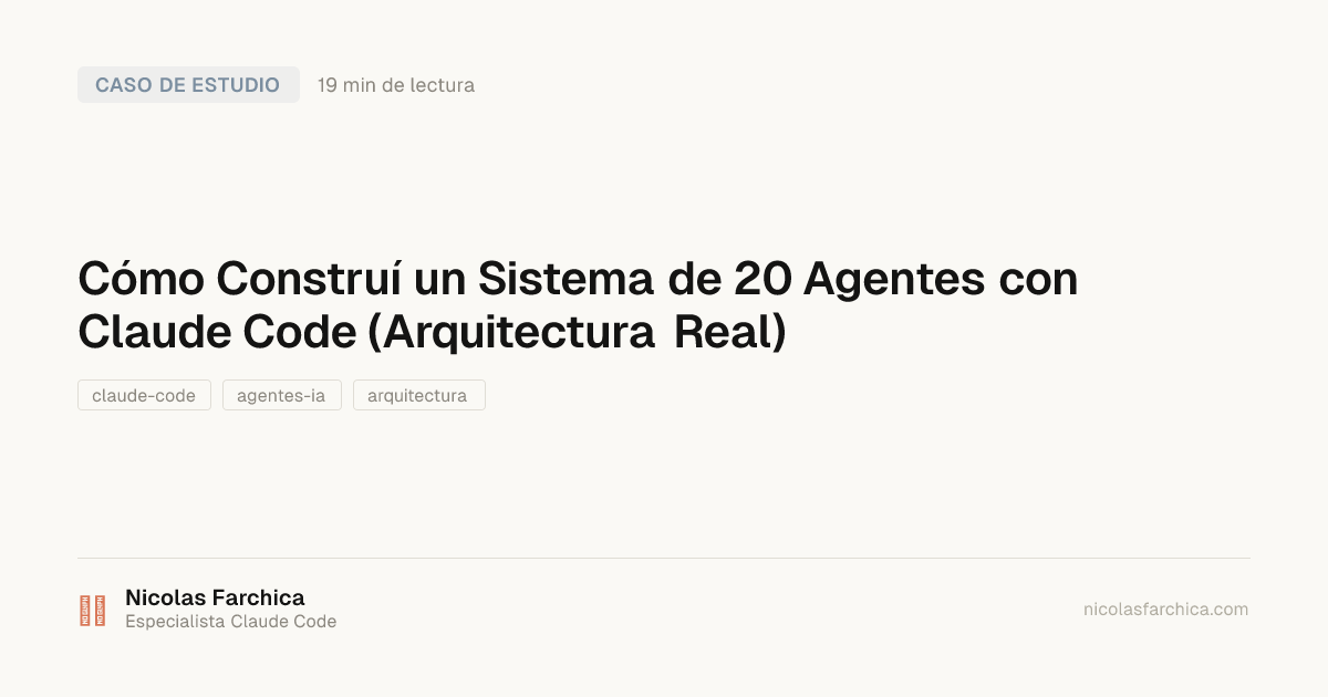 Cómo Construí un Sistema de 20 Agentes con Claude Code (Arquitectura Real)
