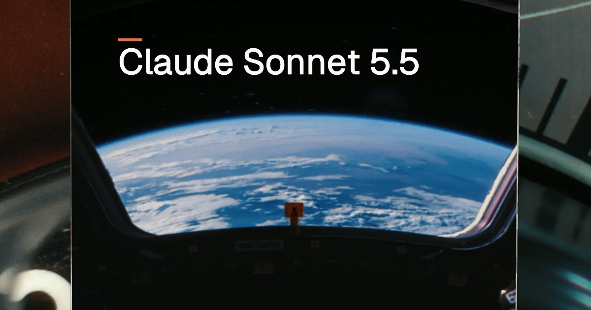 Portada editorial de este análisis: fotografía oficial de Anthropic del horizonte terrestre con la cápsula de Claude Sonnet 5.5, con la etiqueta tipográfica «Claude Sonnet 5.5» añadida por Nicolas Farchica